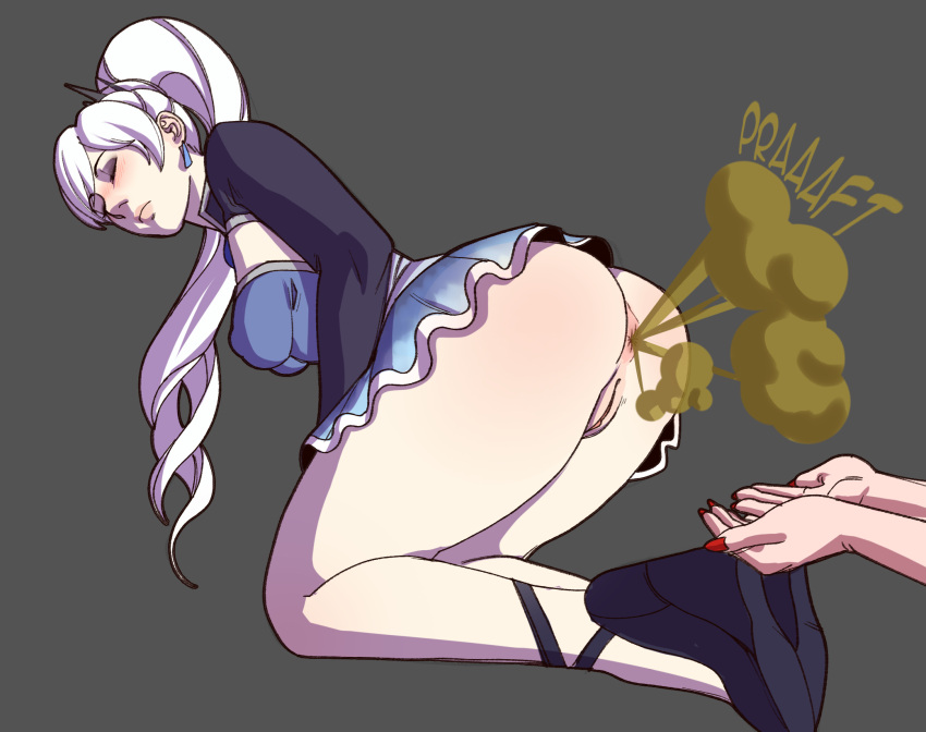 akumaa_(artist) asshole big_ass cupping_hands fart weiss_schnee_(cosplay)