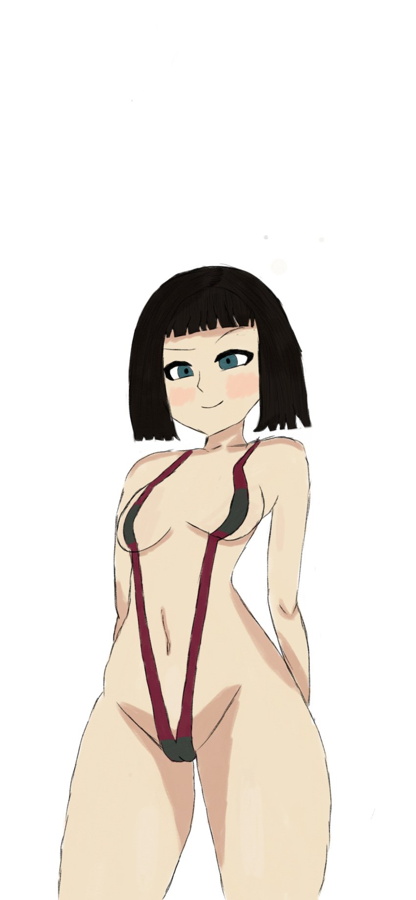 bikini black_hair blue_eyes blush cameltoe fortnite fortnite:_battle_royale large_breasts short_hair sling_bikini the_order_(fortnite)