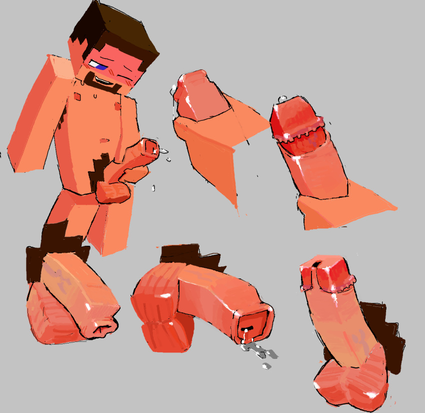 foreskin jerking jerkingoff male_only masturbation minecraft multiple_views penis precum steve_(minecraft) uncut worm_(artist)