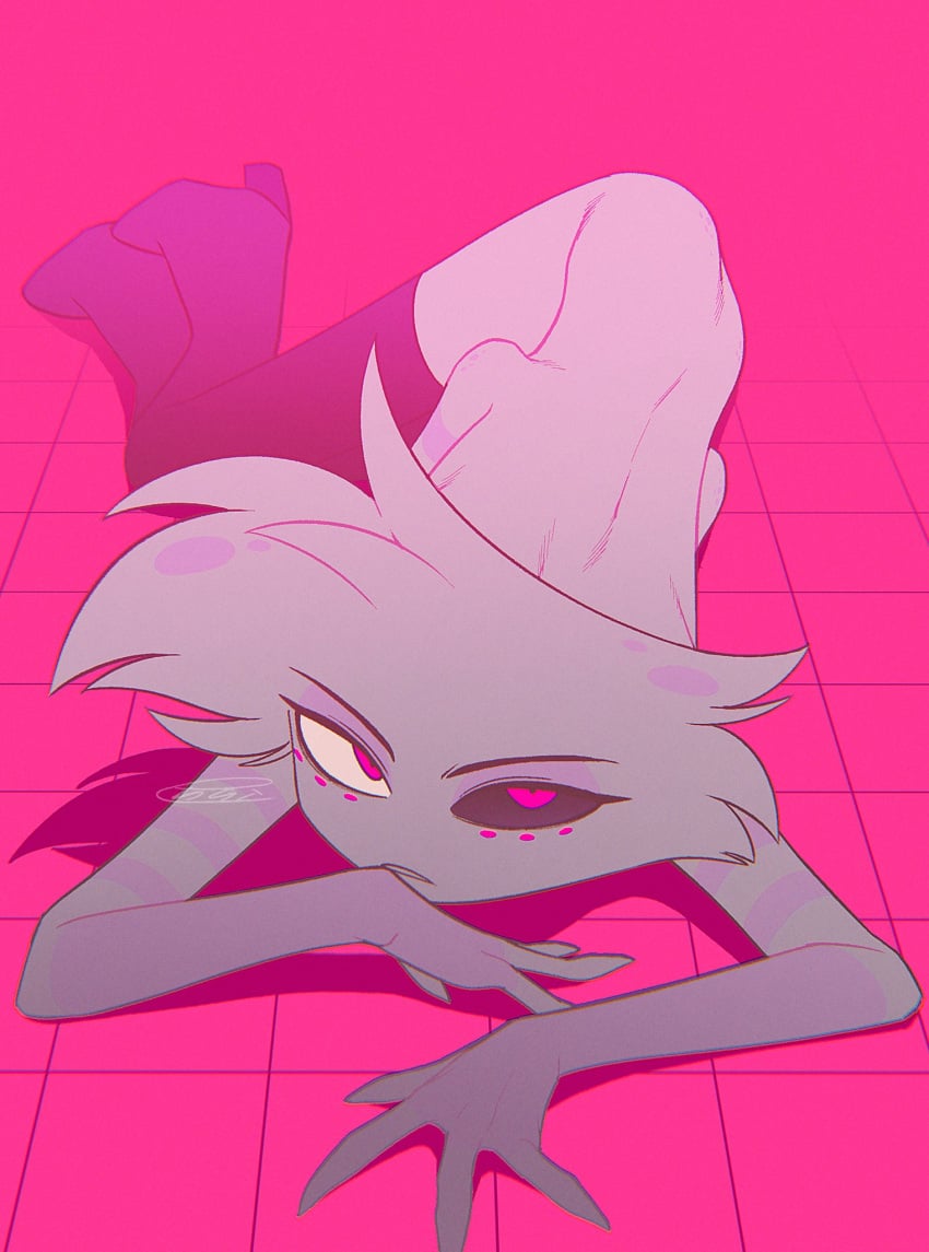 angel_dust_(hazbin_hotel) anthro arachnid demon enaic31 femboy hazbin_hotel legwear male solo spider tagme thigh_boots