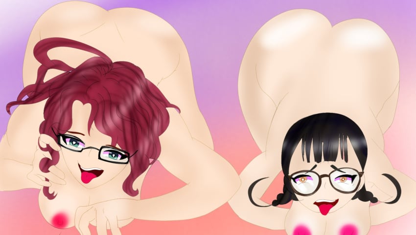 100_kanojo 2girls big_ass big_breasts black_hair brown_eyes glasses green_eyes iin_chiyo jhonbrawlstars kimi_no_koto_ga_dai_dai_dai_dai_daisuki_na_100-nin_no_kanojo multiple_girls red_hair the_100_girlfriends_who_really_really_really_really_really_love_you yakuzen_kusuri