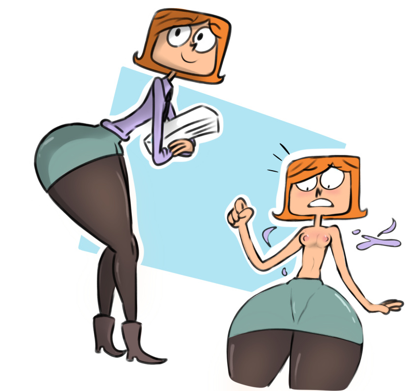 big_ass debbie_turnbull debs_turnbull female_only gl33zy heels huge_ass huge_butt medium_breasts orange_hair robotboy short_hair smile thick thick_ass thick_thighs topless