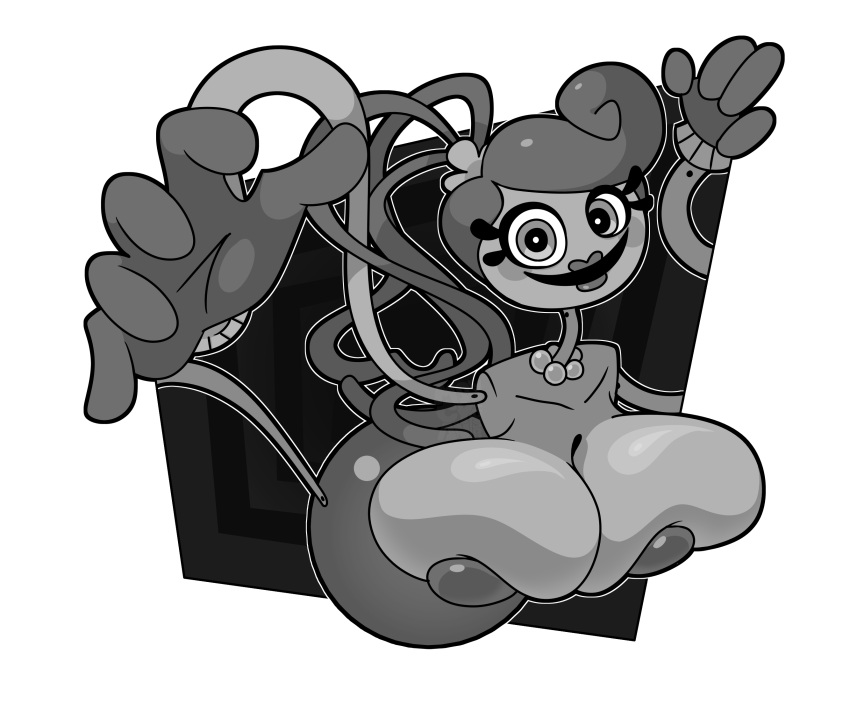 1girls anthro female female_only greyscale horaco mommy_long_legs poppy_playtime thehoraco transparent_background white_outline