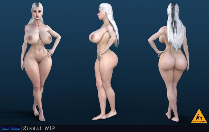 1girls 3d ass breasts curvy dat_ass female female_only hourglass_figure huge_ass huge_breasts javiertheone mature_female milf mortal_kombat mortal_kombat_11 nipples nude shaved_pussy sindel solo white_hair wide_hips