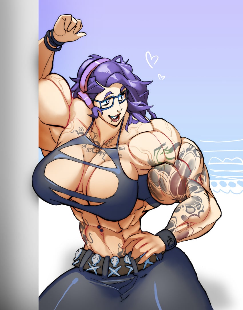 big_muscles female female_only hyper_muscles muscular_arms muscular_female muscular_thighs tattoo what_a_mass!