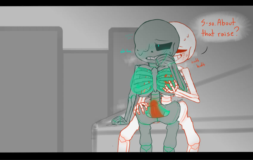 animated_skeleton breast_grab breasts dreamtale_(undertale_fanfiction) dreamtale_au ectopenis english_text green_breasts guns_(artist) killer_sans lightsaber_dick nightmare_sans_(fan_character) outside_sex penetration public_sex sans sans_au sans_oc sanscest selfcest text undertale_au