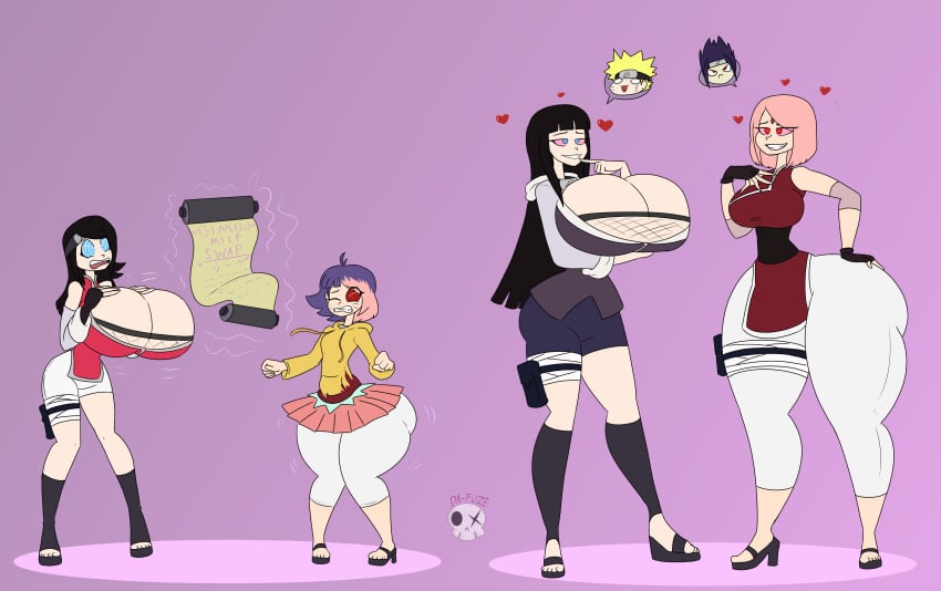 age_progression ass_expansion ass_vs_breasts bimbo bimbofication black_hair boruto:_naruto_next_generations bottom_heavy breast_expansion da-fuze female femsub finger_in_mouth fishnet fishnet_shirt gigantic_breasts hand_on_breast hand_on_hip heart heels height_growth hoodie huge_ass huge_breasts hyper_breasts hypnosis hyuuga_hinata leggings multiple_girls naruto naruto_(series) pink_eyes pink_hair purple_hair sakura_haruno sandals sarada_uchiha scroll skirt spiral_eyes top_heavy twinning uzumaki_himawari