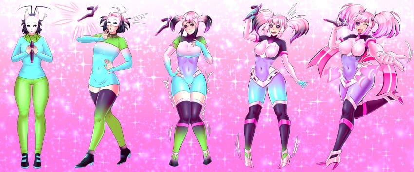 ass_expansion breast_expansion covered_navel female gender_transformation hair_color_change hair_growth high_heels identity_death keygii large_ass large_breasts lip_expansion magical_girl mtf_transformation thick_thighs thigh_expansion transformation transformation_sequence wide_hips