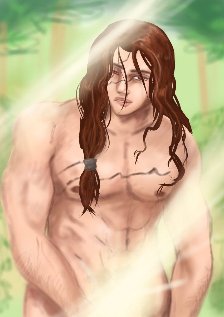 brown_hair dr.stone male_only nude_male red_eyes tsukasa_shishio