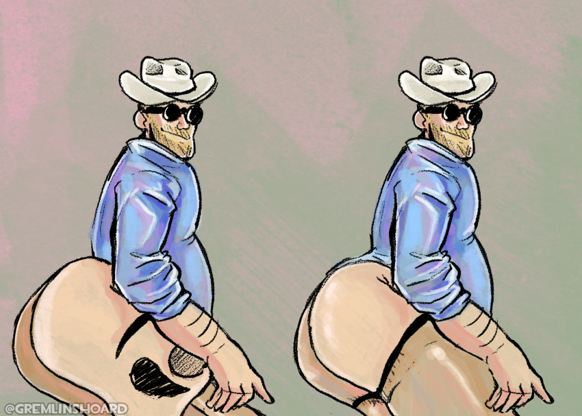 belly big_ass big_butt chubby chubby_male cowboy_hat engineer engineer_(team_fortress_2) gay gremlinshoard guitar male_only optical_illusion stockings team_fortress_2 tf2