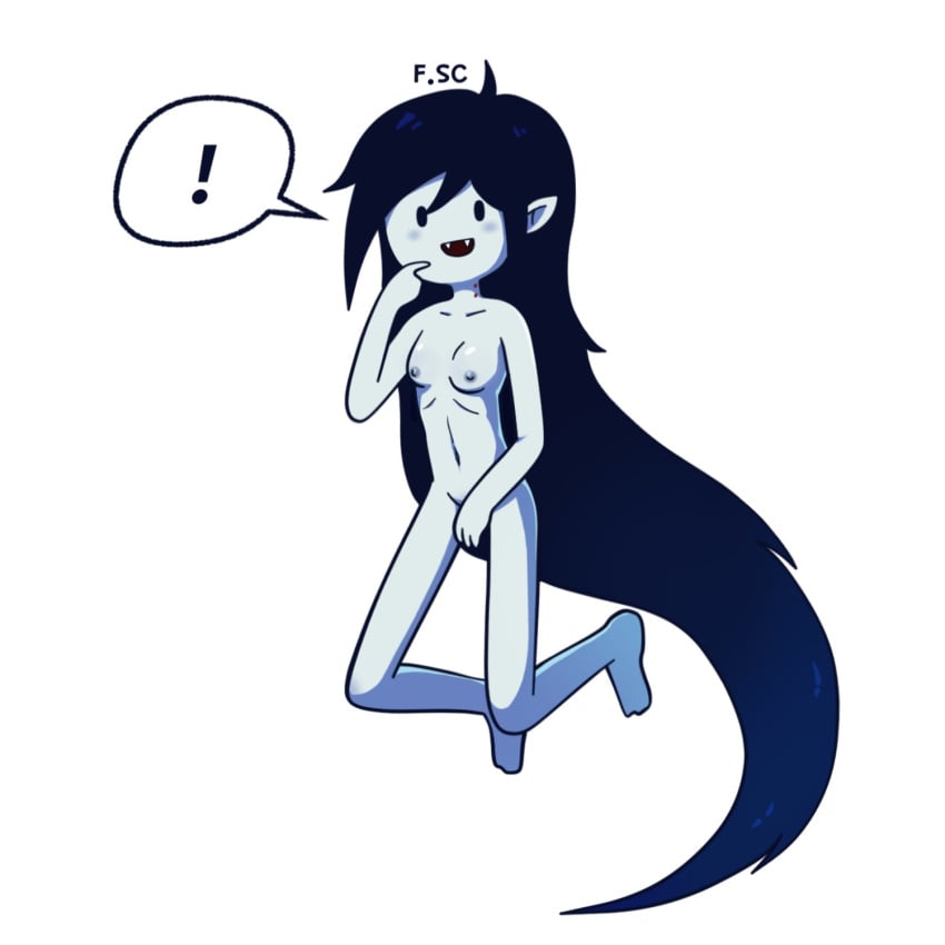 adventure_time black_hair covering_crotch fizzyspidercider grey_body long_hair marceline nipple vampire white_background