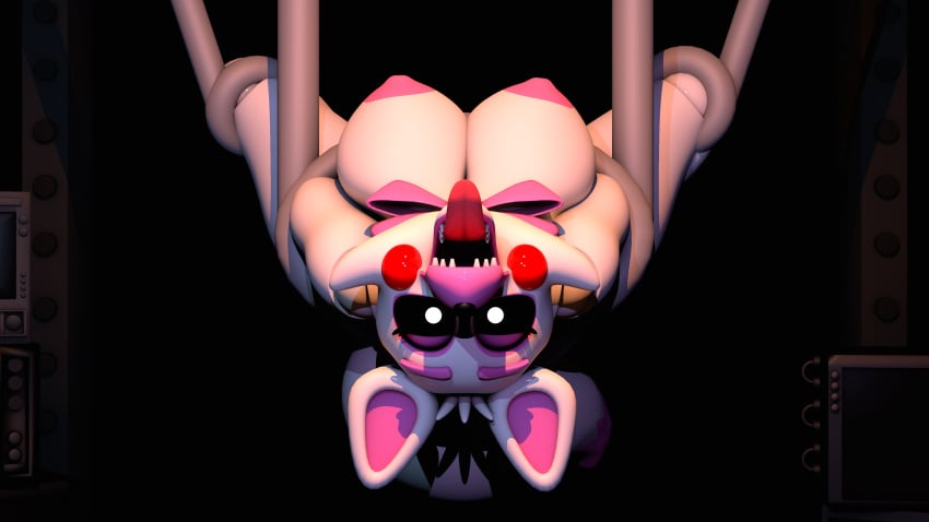 3d 3d_(artwork) absurd_res animatronic anthro big_breasts black_sclera bondage bound bow_tie breasts canid canine digital_media_(artwork) female five_nights_at_freddy's five_nights_at_freddy's_2 fox geometryboymejia hi_res looking_at_viewer machine mammal mangle_(fnaf) narrowed_eyes nipples nude open_mouth pink_body pink_bow_tie restraints robot rope rope_bondage scottgames solo tongue tongue_out video_games white_body white_eyes