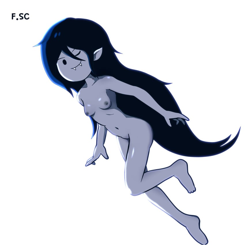 adventure_time black_hair breasts fizzyspidercider grey_body long_hair marceline nipples nude small_breasts vampire white_background