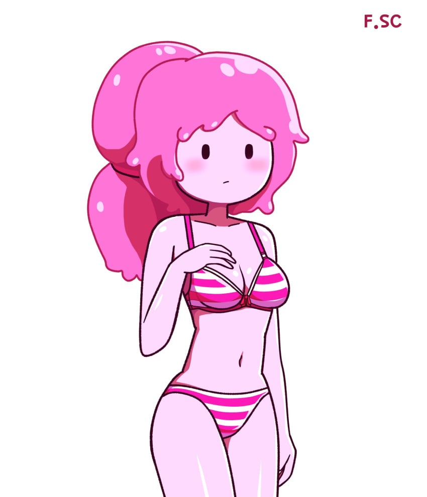 adventure_time belly fizzyspidercider pink_hair pink_skin ponytail princess_bubblegum swimsuit