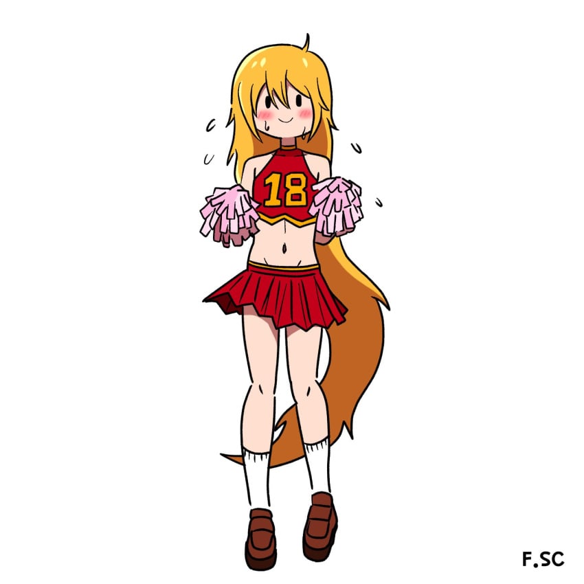 2022 adventure_time black_eyes blonde_hair blush cartoon_network cheerleader cheerleader_outfit cheerleader_uniform femboy finn_the_human fizzyspidercider male male_only socks