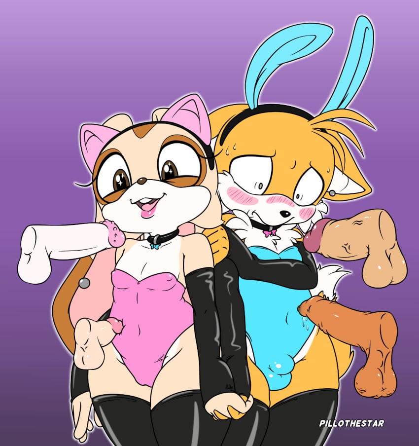 1girls 5boys animal_ears anthro armwear awooga ball_bulge balls big_penis black_clothing blue_clothing blue_eyes blush blush_lines blushing_profusely bodily_fluids bow_tie brown_body brown_eyes brown_fur brown_nose bulge bunny_costume camel_toe canid canine cat_costume cheek_tuft chest_tuft choker clothed clothing collar collarbone constricted_pupils costume cream_the_rabbit creases disembodied_penis dripping duo ear_piercing ear_ring elbow_gloves embarrassed erect_nipples eyelashes facial_tuft fake_cat_ears fake_ears fake_rabbit_ears female fox frown fur gangbang genital_fluids genital_outline genitals girly glistening glistening_eyes gloves group group_sex hair hand_holding handwear headgear headwear hi_res imminent_sex jewelry lagomorph leggings legwear leotard leporid lips lipstick love_handles makeup male male/female mammal multicolored_body multicolored_fur multiple_penises navel navel_outline necklace nervous nervous_sweat nipple_outline nipples penile_spines penis penis_outline piercing pillothestar pink_clothing playboy_bunny poking precum precum_drip pupils purple_background rabbit saggy_balls sega sex shy side_by_side simple_background small_penis small_pupils sonic_(series) sonic_the_hedgehog_(series) sweat tails tan_body tan_fur thick_bottom_lip thick_thighs tight_clothing tights tuft two_tone_body two_tone_fur two_tone_tail vein veiny_penis video_games white_body white_fur wide_hips yellow_body yellow_fur young