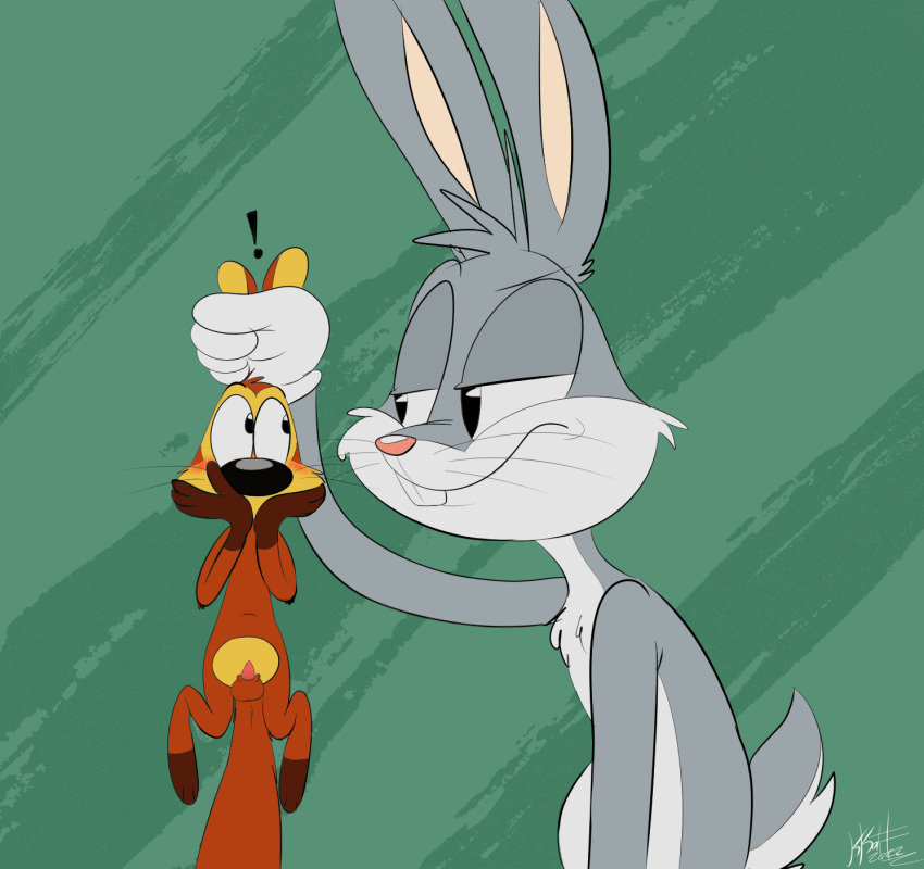 blush bugs_bunny duo genitals hi_res kippykat lagomorph leporid looney_tunes male male/male mammal new_looney_tunes pac-man_eyes penis rabbit rodent sciurid squeaks_(looney_tunes) warner_brothers