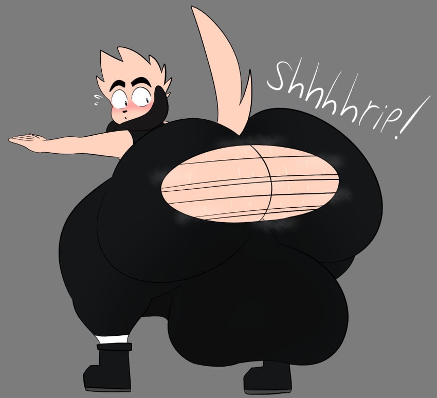 anthro big_ass bubble_butt canine femboy gigantic_ass gigantic_testicles huge_ass male male_focus male_only mechaclank no_humans ripped_clothing sparky_(mechaclank) squatting sweat sweating tagme