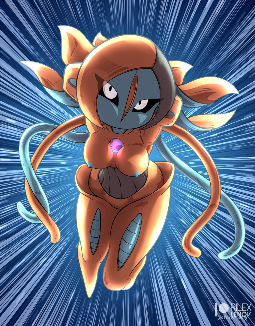 anthro breasts deoxys eyelashes female legendary_pokémon looking_at_viewer nude orange_body pokemon pokemon_(species) pokemon_only rilex_lenov tentacle