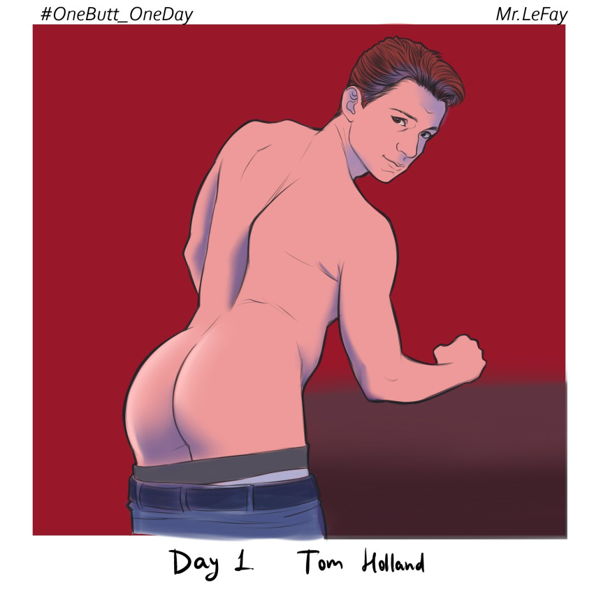 1boy actor ass belt celebrity jeans male male_only mr._le_fay onebutt_oneday_2022 real_person teasing tom_holland