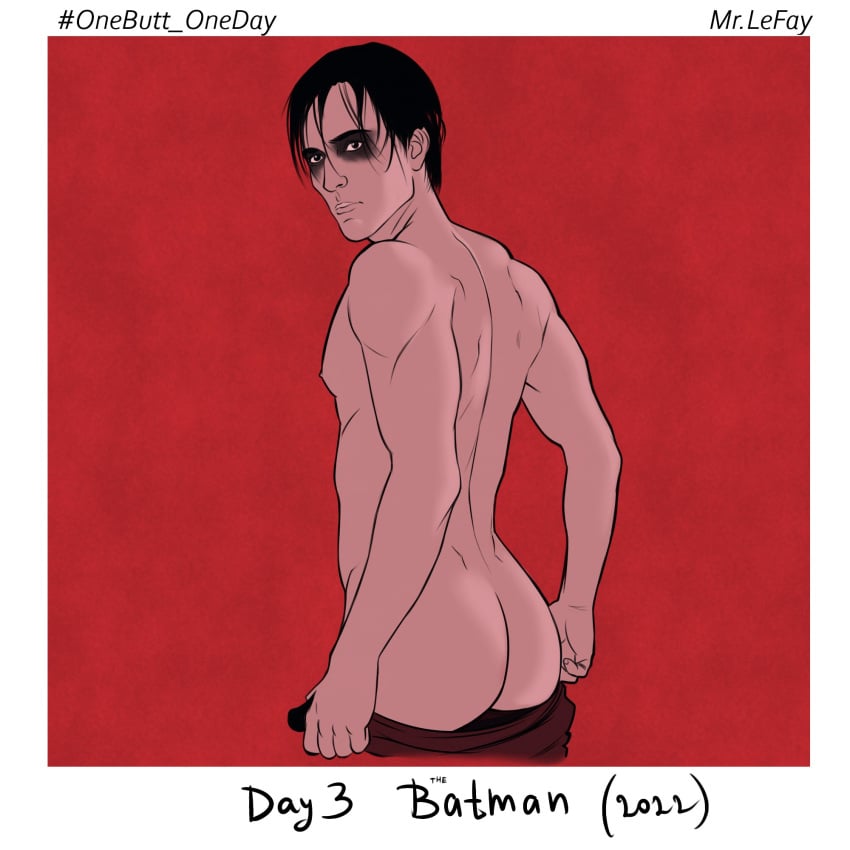 1boy ass bruce_wayne celebrity dc looking_back male male_only mr._le_fay onebutt_oneday_2022 robert_pattinson teasing the_batman_(2022)