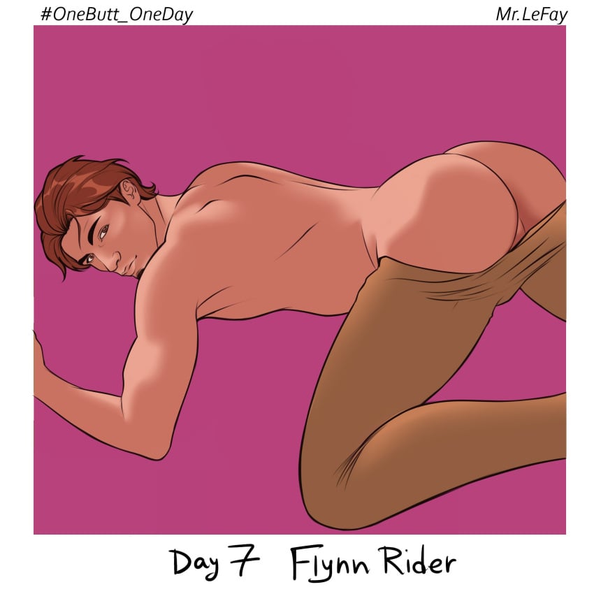 1boy ass bent_over disney eugene_fitzherbert flynn_rider looking_back male male_only mr._le_fay onebutt_oneday_2022 pants_down tangled