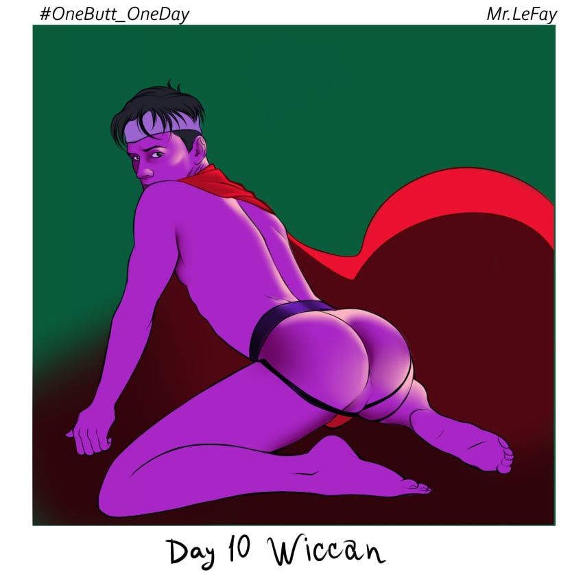 1boy ass billy_kaplan jockstrap looking_back male male_only marvel marvel_comics mr._le_fay onebutt_oneday_2022 superhero teasing wiccan