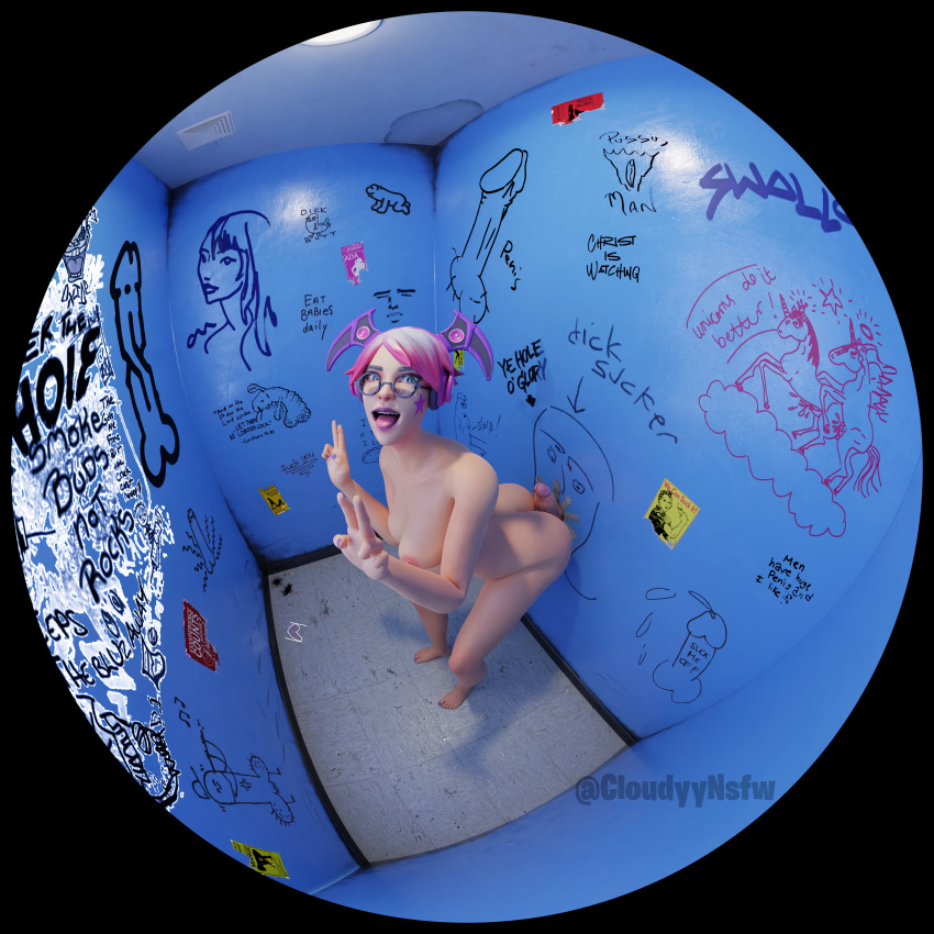 1boy 1girls 3d 3d_(artwork) ahe_gao ass blender breasts callisto_(fortnite) cat_eyes cloudyynsfw fortnite fortnite:_battle_royale glory_hole happy_sex headphones imminent_penetration imminent_sex large_ass lenses looking_at_viewer measuring_penetration_depth naked nude_female peace_sign pink_hair purple_nails purple_toenails short_hair source_request star_tattoo veiny_penis