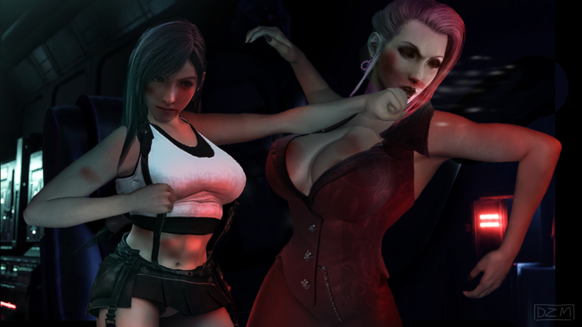 2girls 3d catfight delzelma female female_only fight final_fantasy final_fantasy_vii final_fantasy_vii_remake lesbian scarlet_(ffvii) tifa tifa_lockhart