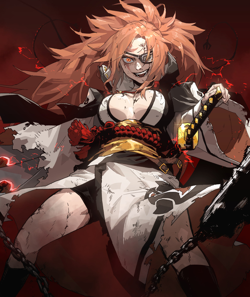 1girls baiken big_breasts female female_only gogalking guilty_gear guilty_gear_strive insact japanese_clothes katana kimono thick_thighs thighs underboob