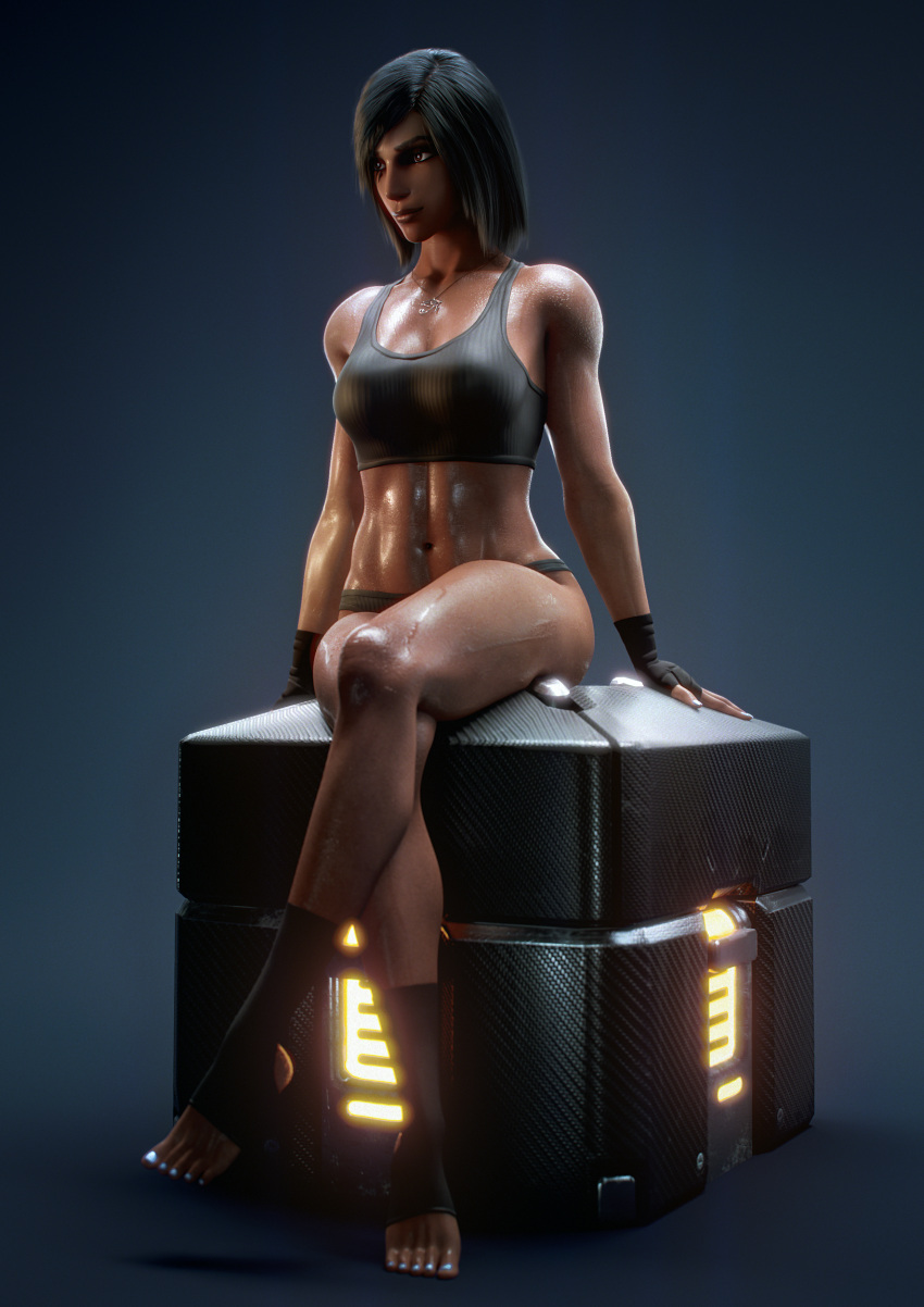 1girls 3d athletic black_hair blizzard_entertainment dark-skinned_female dark_skin egyptian female female_only high_resolution highres lootbox muscle muscular muscular_female overwatch pharah vgerotica