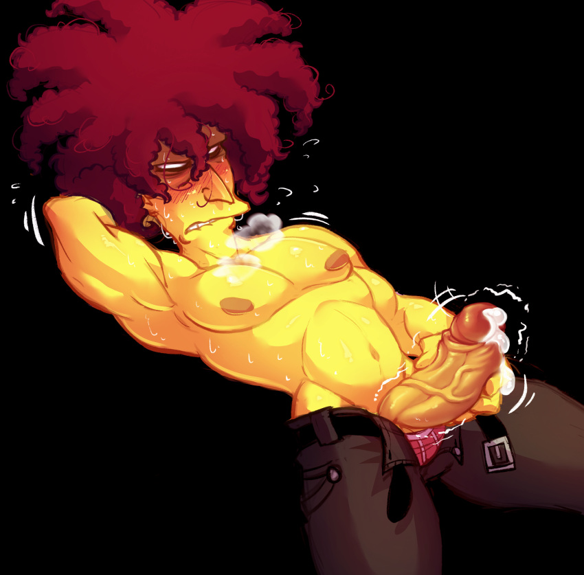 angry_face bara dominant dominant_male k_jukesnsfw kidde_jukes male_only muscle_tone muscles panting robert_terwilliger sideshow_bob solo_male the_simpsons thick_penis