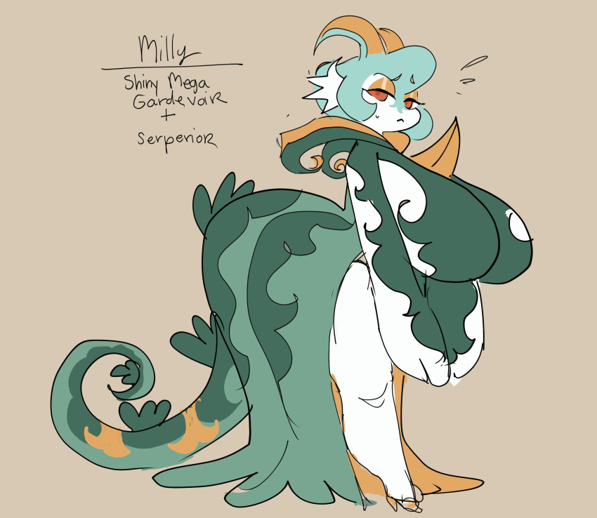 big_breasts breasts dedoggyskullz female gardevoir hybrid mega_gardevoir pokémon_(species) pokemon pokemon_(species) serperior tagme