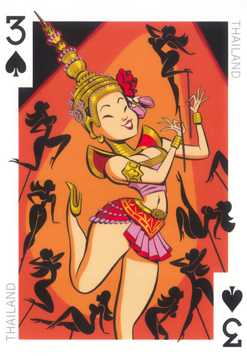 54_international_cuties asian bill_presing folk_clothing national_personification pinup playing_card shadow shadow_puppet southeast_asian thai thailand traditional_clothes