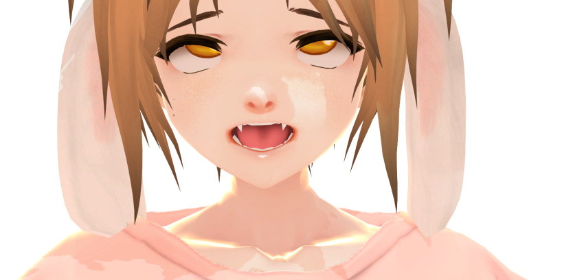 1girls ahegao brown_eyes brown_hair bunny_ears character cute fangs female floppy_ears freckles gold_eyes jackalope kemonomimi original ren_gao rengaoh short_hair short_hair_with_long_locks usamimi virtual_youtuber yellow_eyes