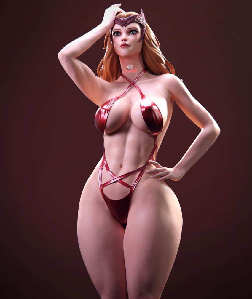 1girls 3d avengers bikini blue_eyes female female_only fortnite long_hair marvel marvel_comics mutant_(marvel) red_hair revealing_clothes scarlet_witch scarlet_witch_(fortnite) solo swimsuit thick_thighs tiara wanda_maximoff wotm8h8 x-men