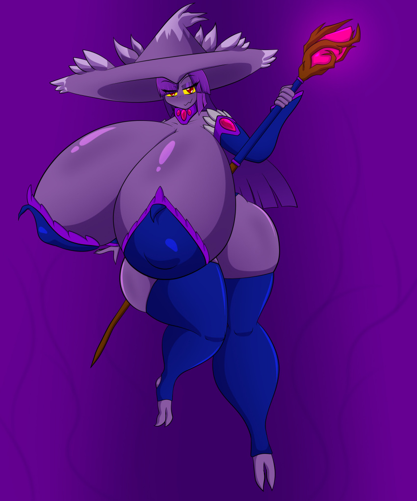 absurd_res anthro armwear big_breasts breasts clothing elbow_gloves enya_hollow eyebrow_through_hair eyebrows female gloves hair handwear hi_res huge_breasts hyper hyper_breasts legwear magic_user mismagius montgomery_glands nintendo pokémon_(species) pokemon pokemon_(species) solo staff thick_thighs thighhighs translucent translucent_hair ultrazeta120 video_games wide_hips