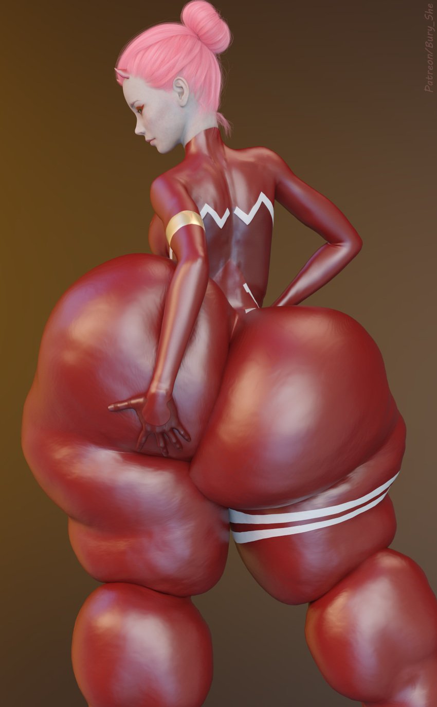 1girls ass_bigger_than_head ass_bigger_than_torso big_ass big_breasts bury-she darling_in_the_franxx enormous_ass fat_ass fat_legs female huge_ass hyper hyper_ass lard_ass looking_at_viewer looking_back pink_hair short_hair solo tagme zero_two_(darling_in_the_franxx)_(cosplay)