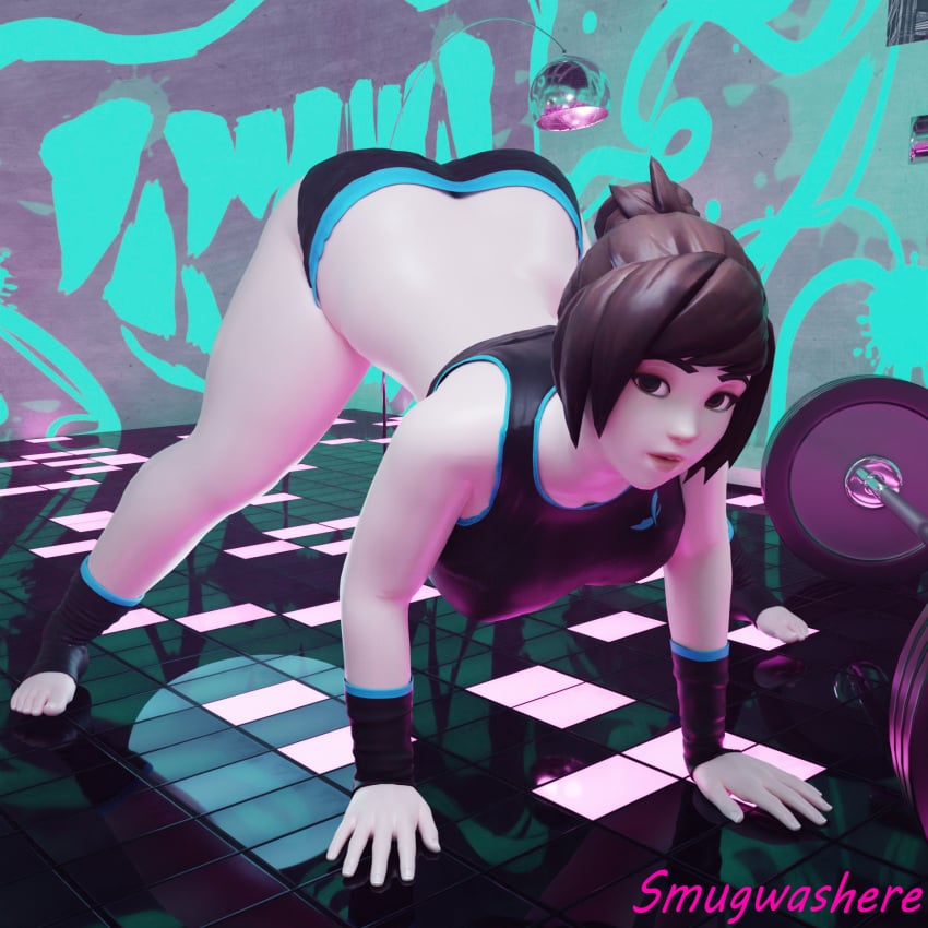 1girls 3d ass big_breasts female female_only fingernails mei_(overwatch) neon neon_lights overwatch overwatch_2 short_hair smugwashere solo thick_ass thick_hips thick_thighs toenails workout workout_clothes workout_clothing workout_equipment workout_outfit