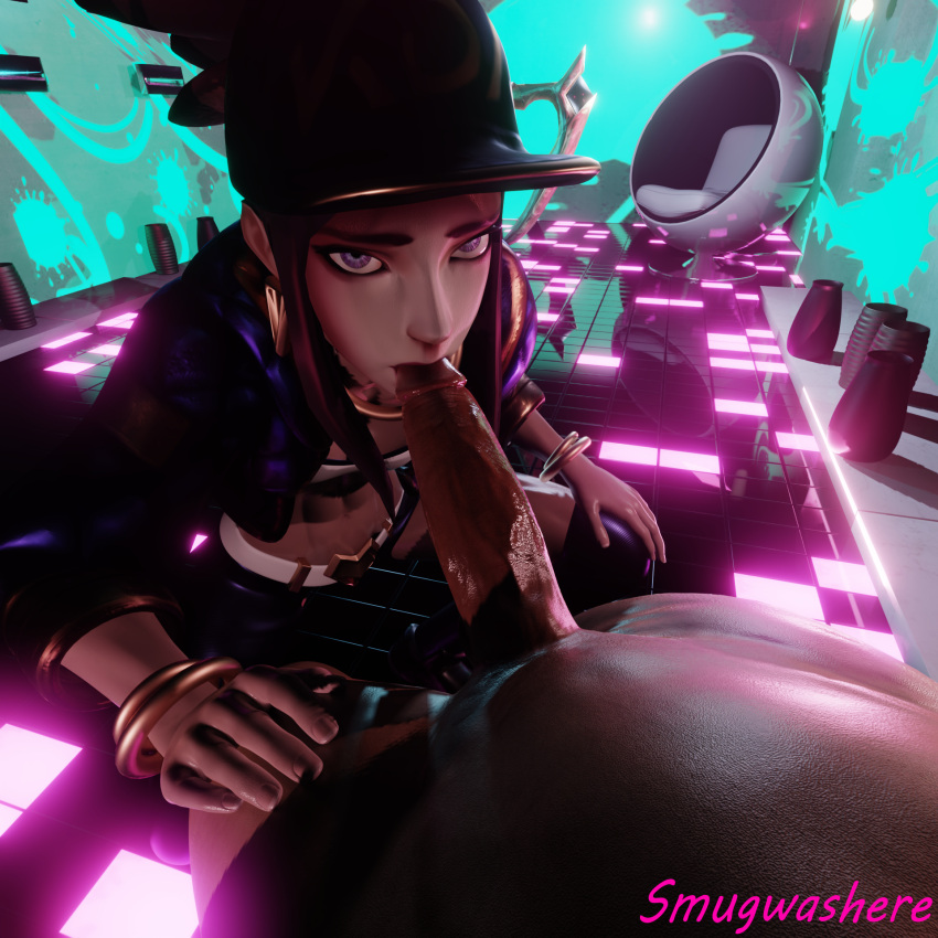 1boy 1girls 3d 3d_(artwork) akali blender blender_(software) blowjob blowjob_face clothed_female clothed_female_nude_male clothes crouch crouched crouching dark-skinned_male dark_skin dick_tip drip ear_piercing earrings female hand_on_thigh interracial jewelry k/da_akali k/da_series kissing_penis kissing_penis_tip kneeling kneeling_down kneeling_female kneeling_on_one_leg kneeling_oral_position kneeling_position league_of_legends league_of_legends:_wild_rift licking licking_penis looking_at_partner looking_at_viewer looking_up male midriff mouth_on_penis muscular muscular_female neon neon_lights nude_male penis penis_tip riot_games smugwashere streetwear tights topwear wrist_cuffs wrist_rings