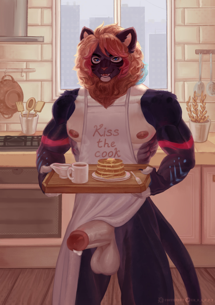 big_penis blue_fur breakfast coffeenut furry lion muscular