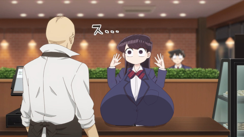 1girls akkyon big_breasts edit huge_breasts komi-san_wa_komyushou_desu komi_shouko massive_breasts screenshot_edit tagme