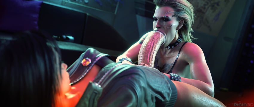 1dickgirl 1futa 1girl1futa 1girls 3d 4k absurdres blender breasts cyberpunk_2077 dickgirl dickgirl/female dickgirl_with_female erection fellatio futa_on_female futanari highres huge_breasts huge_cock meredith_stout oral penis rigid3d v_(cyberpunk_2077) valerie_(cyberpunk_2077)