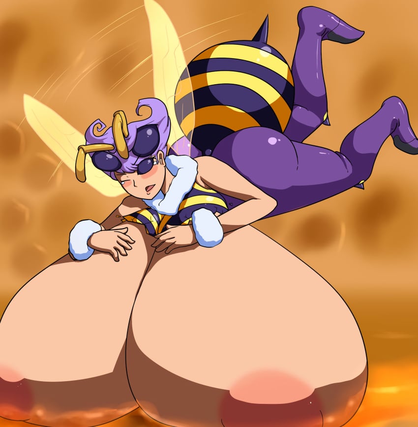 1girls ass_bigger_than_head bee big_ass big_breasts breasts_bigger_than_body breasts_bigger_than_head breasts_bigger_than_torso breasts_too_big breasts_too_heavy enormous_breasts gigantic_breasts heavy heavy_breasts huge_ass huge_breasts hyper hyper_breasts immobile massive_breasts no_pupils one_eye_closed purple_eyes royaloppai short_hair stinger tagme tears unusual_eyes