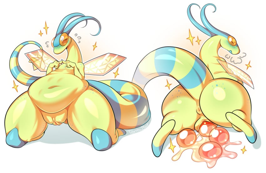 2017 alternate_color antennae anthro anthrofied anus ass belly big_belly big_butt big_tail blush cyan_body deep_navel dragon egg egg_laying eyelashes female flat_chested flygon freckles front_view insect_wings lizardbat_(artist) long_tail multiple_poses navel nintendo orange_eyes original_character plump_labia pokémon_(species) pokemon pokemon_(species) pokemorph pose presenting pussy raised_tail rear_view shiny_flygon shiny_pokemon shy slightly_chubby solo sparkling spread_legs spreading stomach_bulge striped_tail stripes tail_tuft thick_thighs tuft two_tone_body video_games wide_hips wings yellow_anus yellow_body yellow_pussy