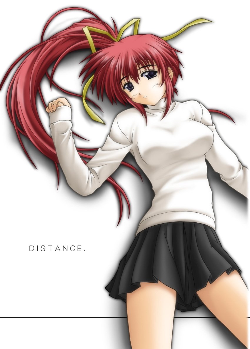 comic_party highres long_hair red_hair solo sweater takase_mizuki