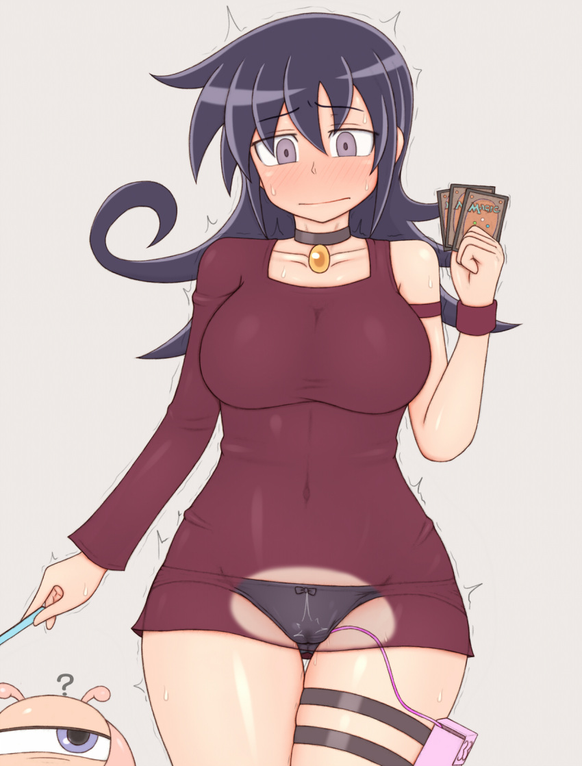 1girls big_breasts breasts card choker clothed clothing color colored dark_hair deck duel_masters female female_only legwear magic:_the_gathering neckwear panties solo solo_female tagme tasogare_mimi thighs trading_card trembling vibrator vibrator_in_pussy wristwear x-ray