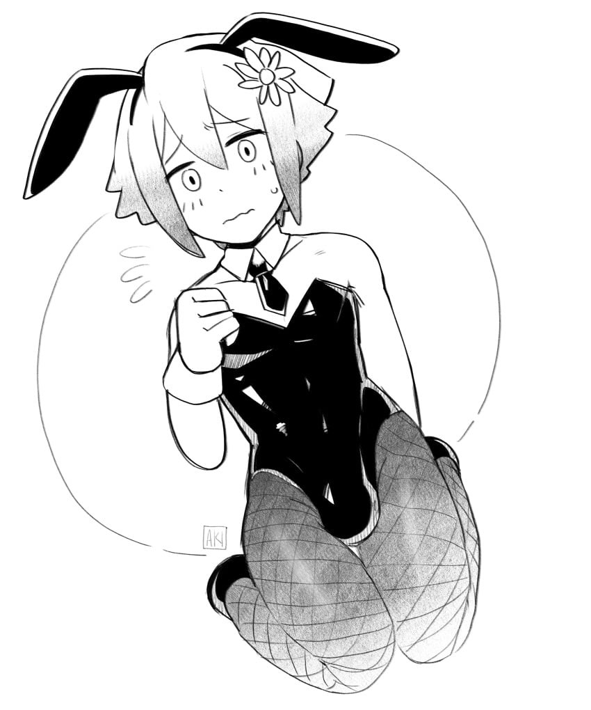 basil_(omori) bulge bunny_ears bunnysuit mob_face omori solo_male theblmaster