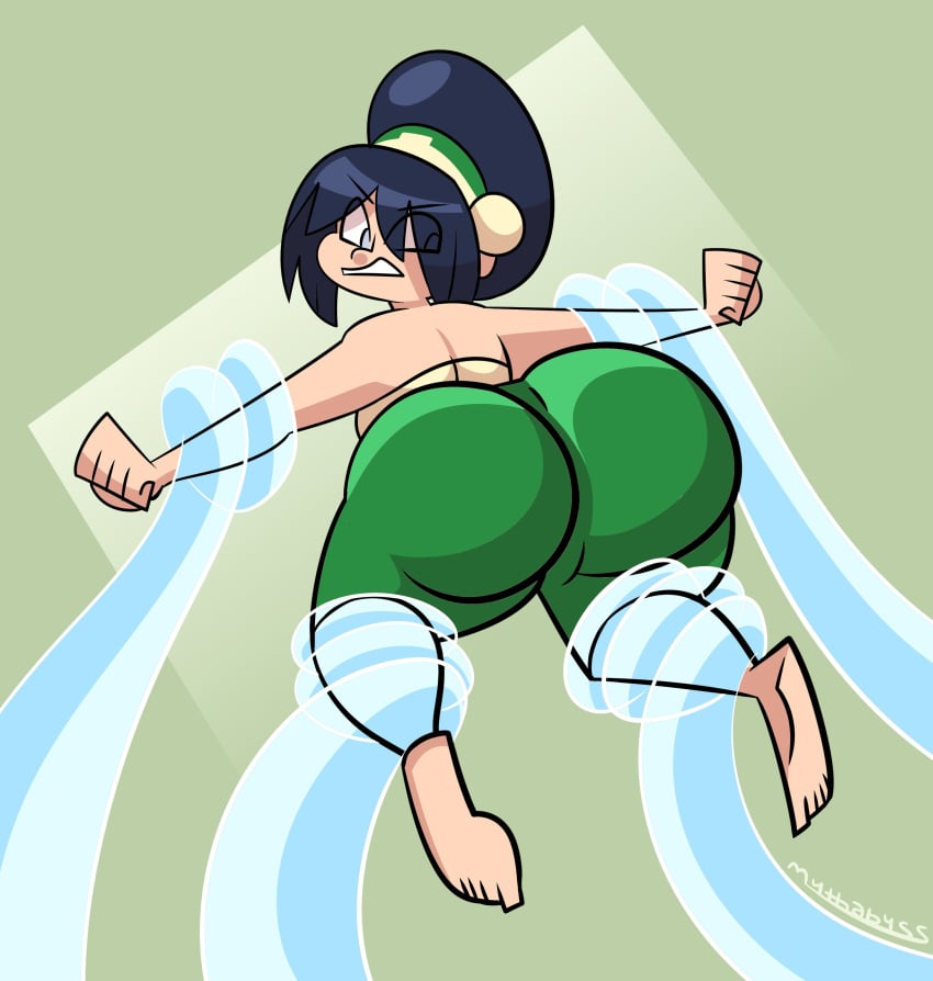 1girls 2022 ass avatar_the_last_airbender big_ass clothing female female_only huge_ass looking_back mythabyss nickelodeon restrained solo tentacle thick_thighs toph_bei_fong water waterbending