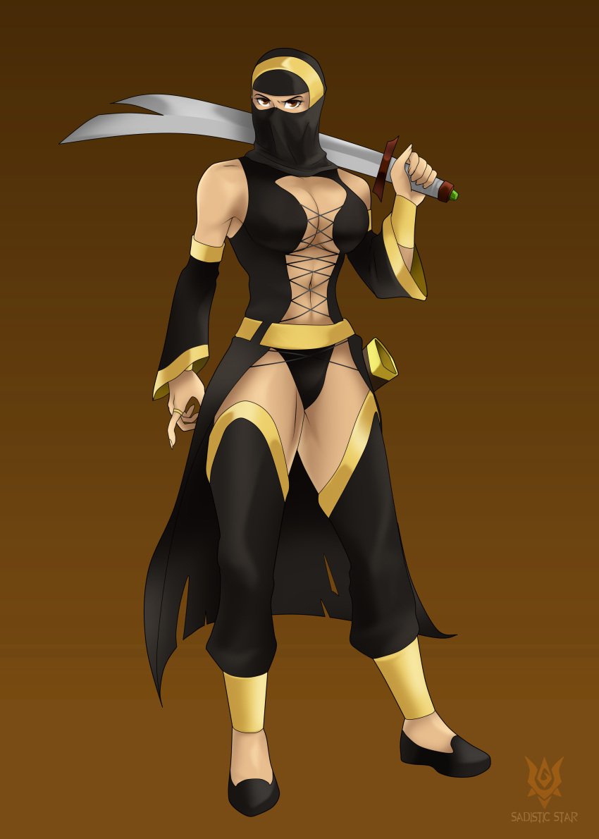 azreth_(deadly_legends) brown_eyes clothed clothed_female deadly_legends female female_only female_warrior goddess islam kainetyrin leyendas_mortales light-skinned_female light_skin muscular niqab nishaby religion sadisticstar shunism warrior